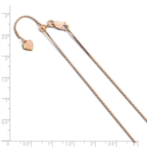 0.95mm Rose Gold Tone Sterling Silver Adj. Box Chain Necklace, 22 Inch - Picture 2 of 5
